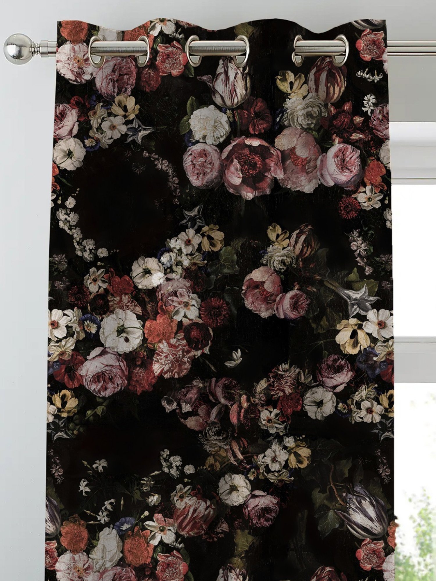 SPACES DRAPE STORY Elegent Multicolor Polyester 8 FT Door Curtain - Set of 2