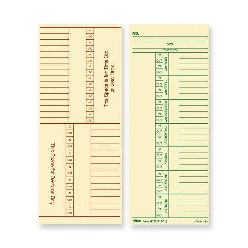 Tops Time Cards 143 lb. Named Days 3-3/8"x8-1/4" 100/PK 12603