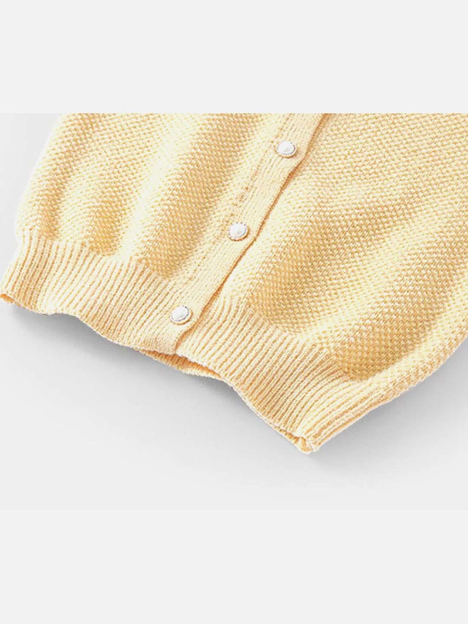 Little Surprise Box Kids Yellow Printed Full Sleeves Cardigan