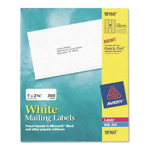 Inkjet Address Labels, 1 x 2-5/8, White, 300/Pack, Sold as 1 Package, 300 Each per Package