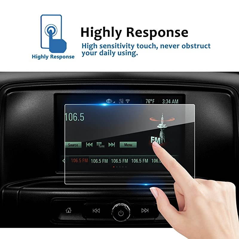 Fit for 2016-2020 2021 GMC Sierra 1500 2500HD 3500HD 7 Inch IntelliLink Car Navigation Screen Protector, [9H] Tempered Glass Center Touch Screen Protector High Clarity (7-Inch)