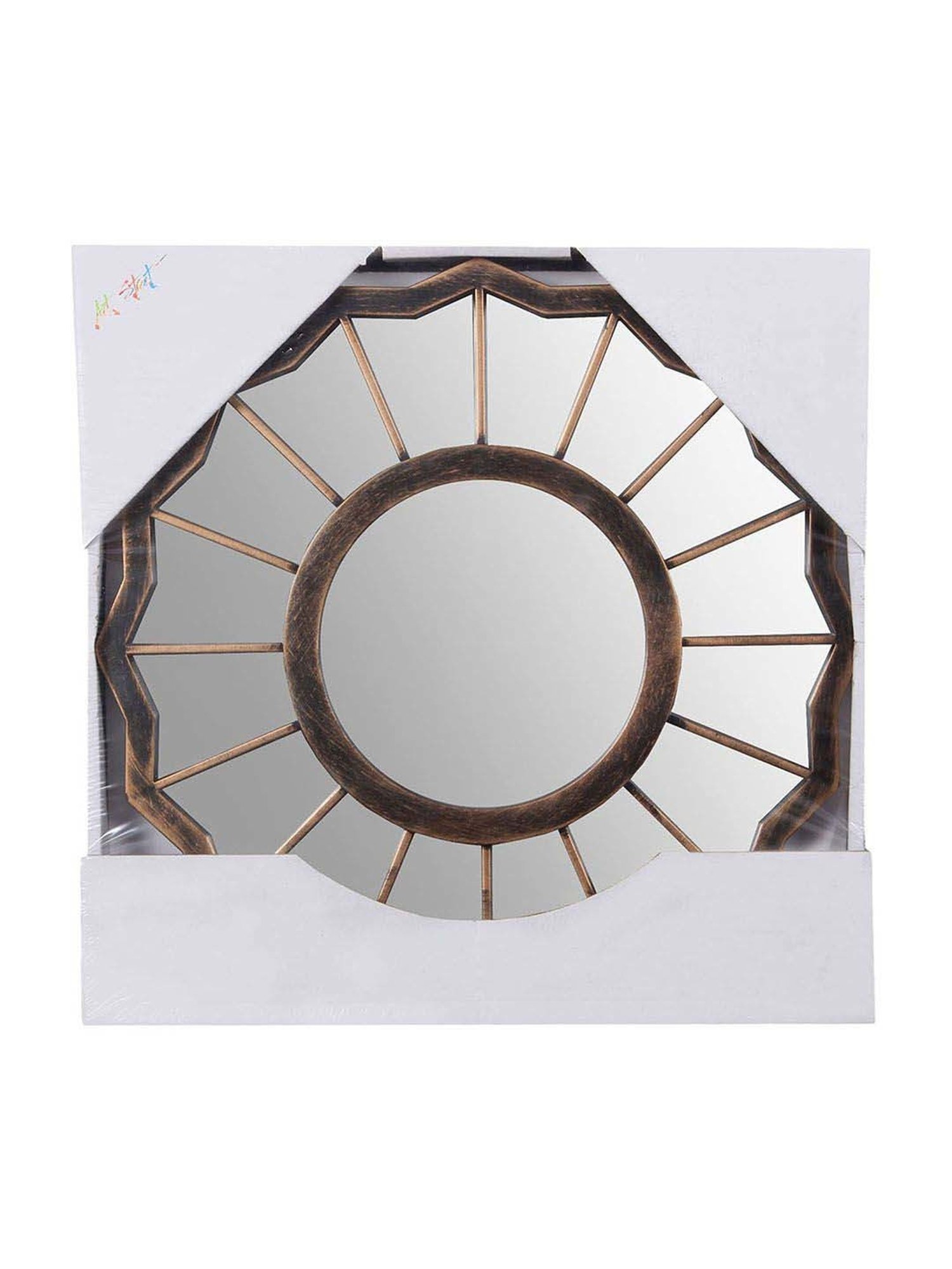 CHRONIKLE Pink Iron Sun Burst Designer Round Wall Mirror