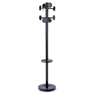 Alba PMSTAN3N Stan3 Coat Rack, Powder Coat Black, Steel, Stand Alone Rack, Eight Knobs