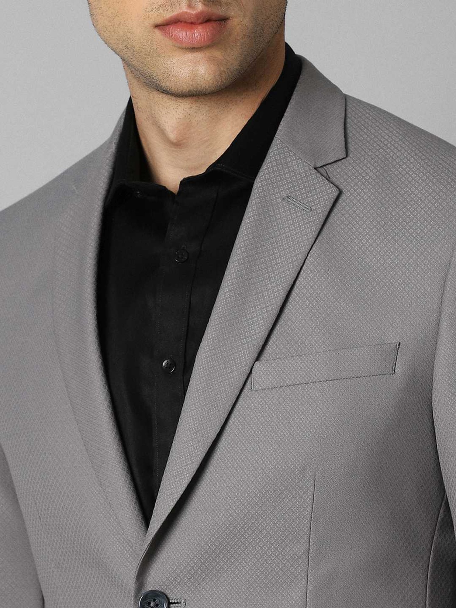 Louis Philippe Grey Slim Fit Texture Two Piece Suit