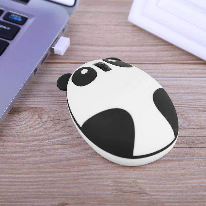 2.4GHz Wireless Mouse Optical Panda Computer Mouse Cartoon Animal USB Rechargeable Mouse for PC Pink White