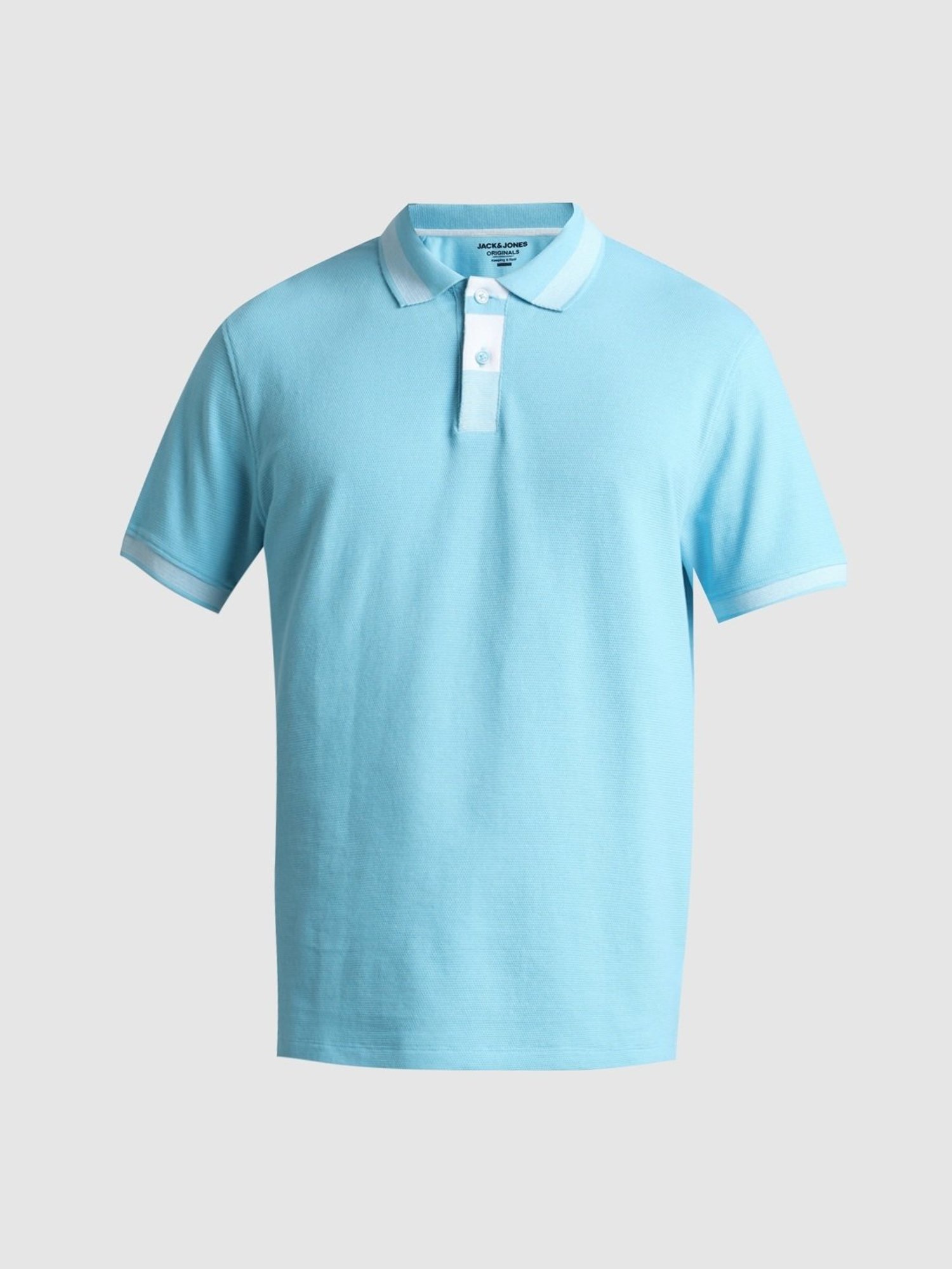 Jack & Jones Blue Topaz Cotton Regular Fit Polo T-Shirt