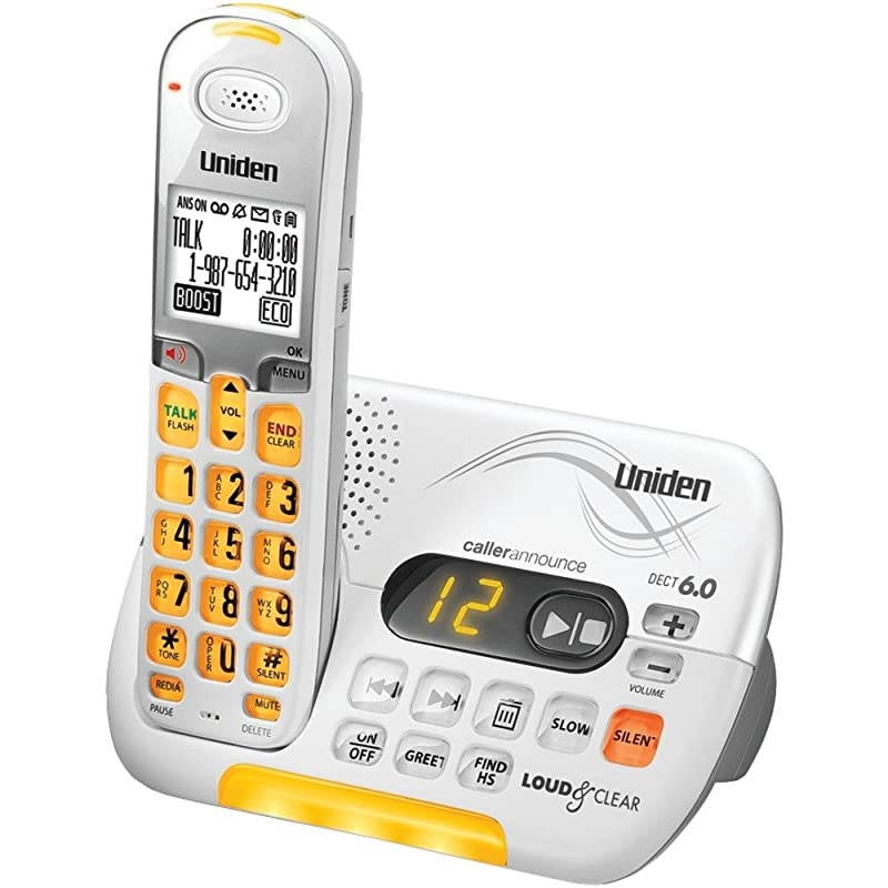 DECT 60 Cordless Phone with Caller ID Answering System White D3097