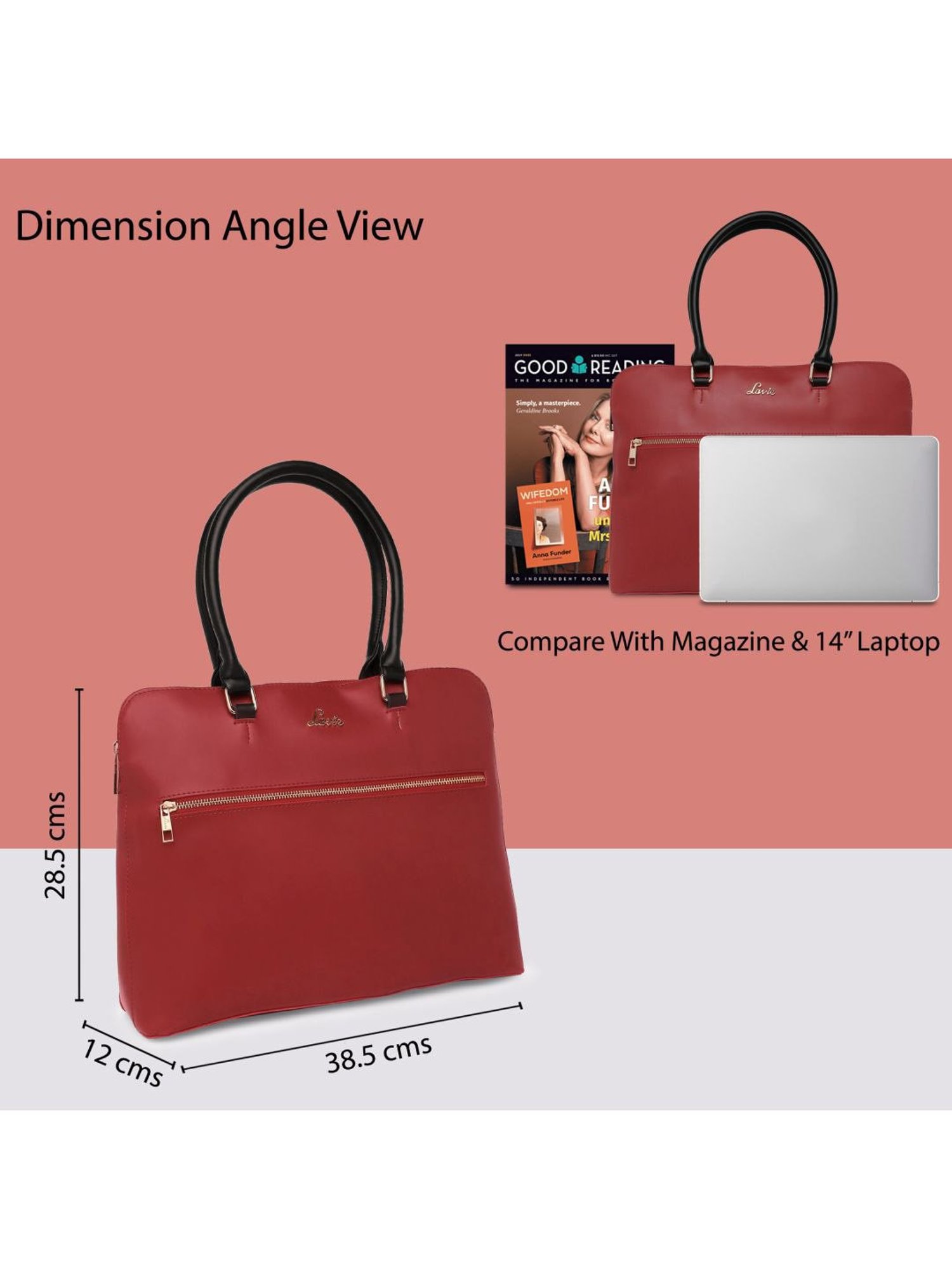 Lavie Lit Module Red Synthetic Solid Laptop Handbag