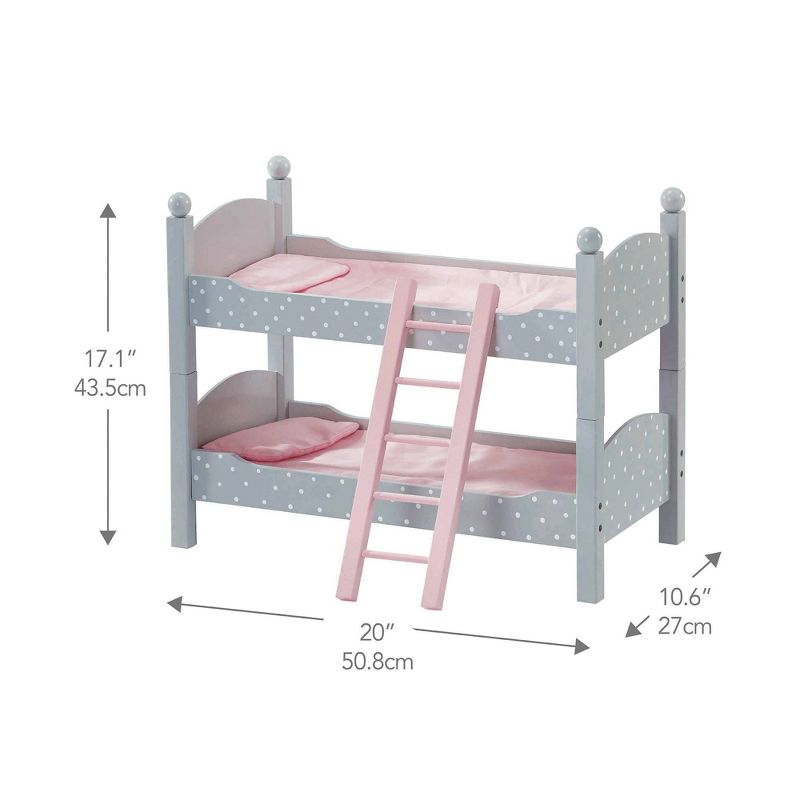 Olivia's Little World - 18" Doll Furniture - Double Bunk Bed (Gray Polka Dots)