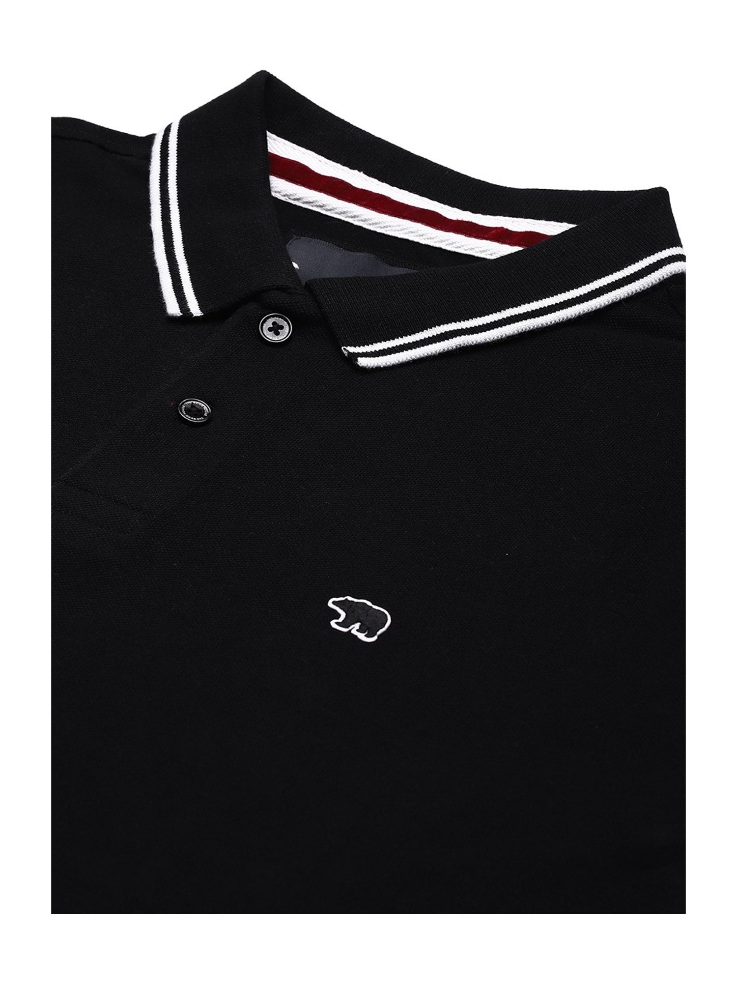 The Bear House Black Full Sleeves Polo T-Shirt