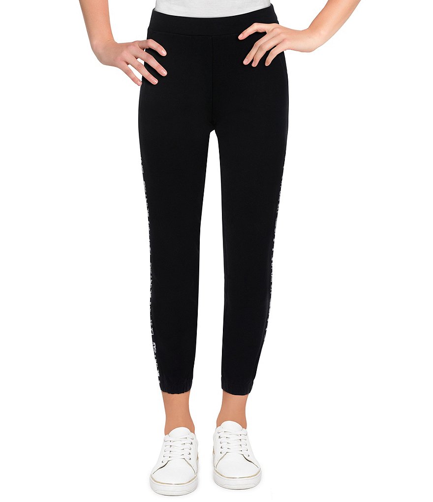 Ruby Rd. Petite Size Leopard Side Seam Trim Pull-On French Terry Pants