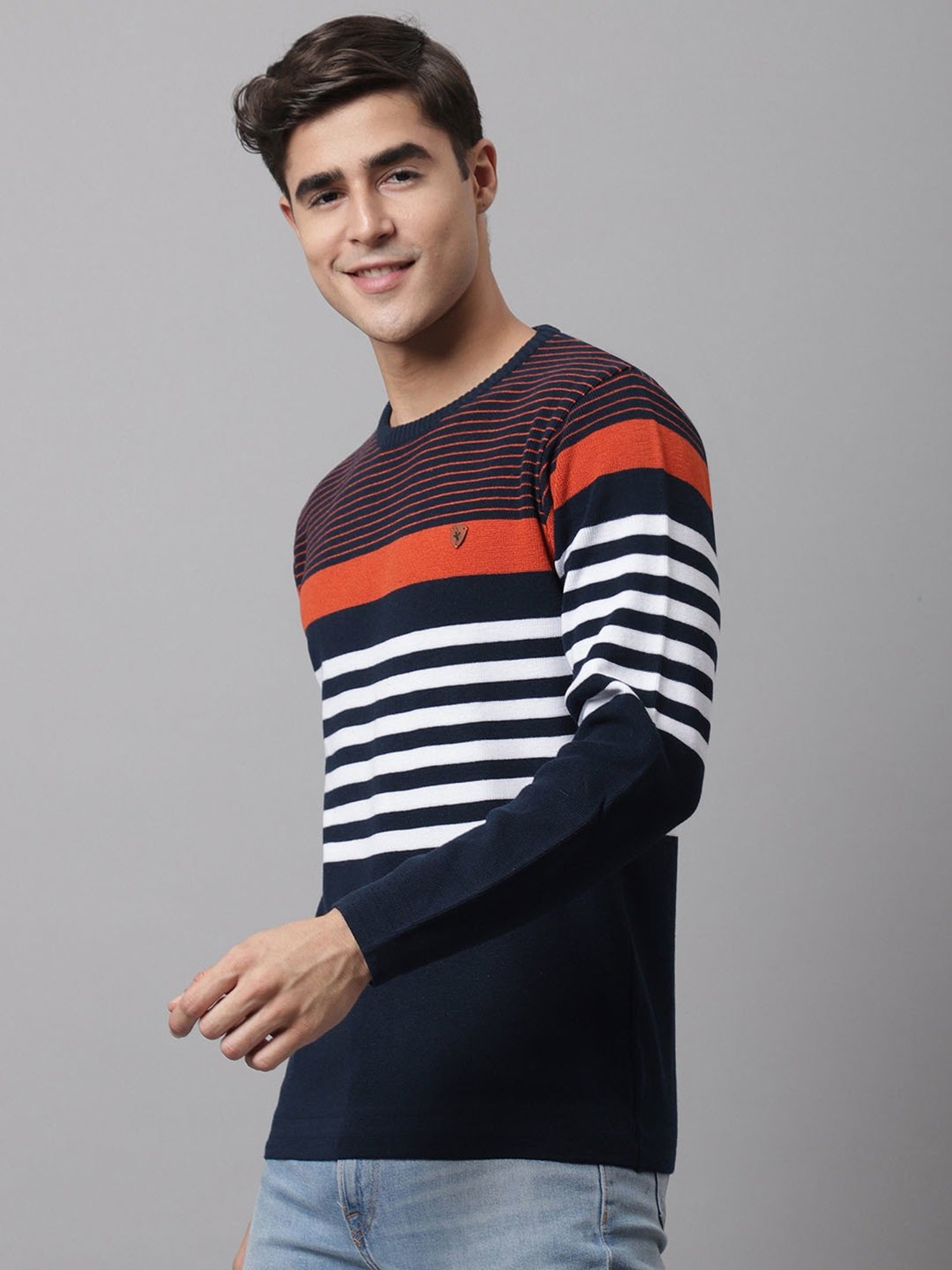 Cantabil Multicolor Regular Fit Striped Sweater