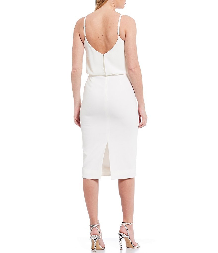 Dress the Population Alondra V-Neck Sleeveless Blouson Sheath Dress