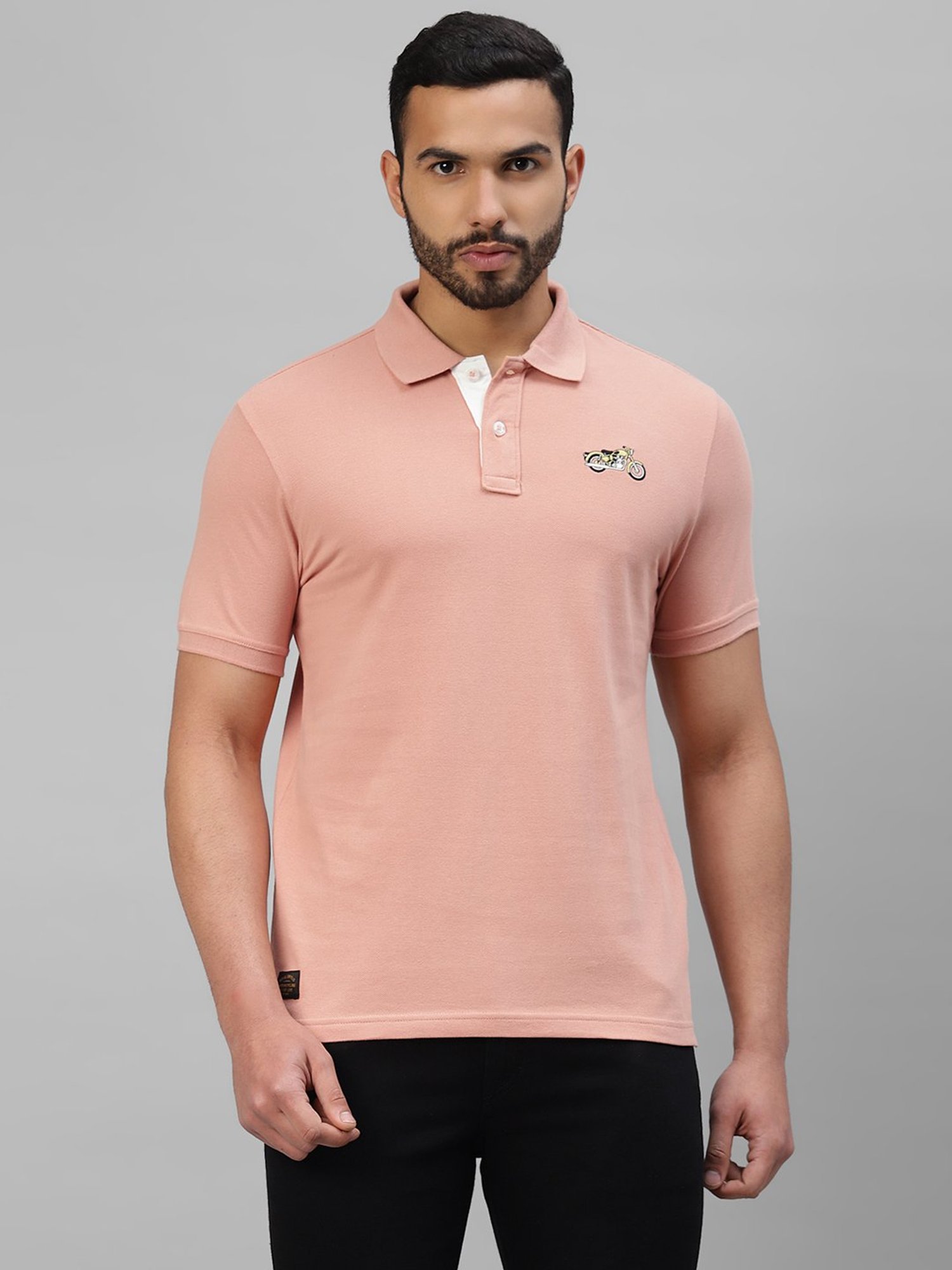 Royal Enfield Peach Regular Fit Basic Motorcycle Polo T-Shirt