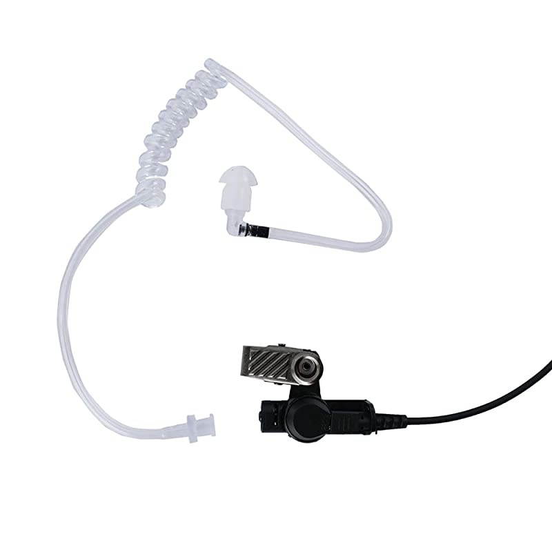2 Wire Covert Acoustic Tube Police Earpiece Headset PTT MIC with One Pair Medium Earmolds for Kenwood Baofeng HYT Puxing Wouxun 2 Way Radio Walkie Talkie Baofeng bf888s uv5r