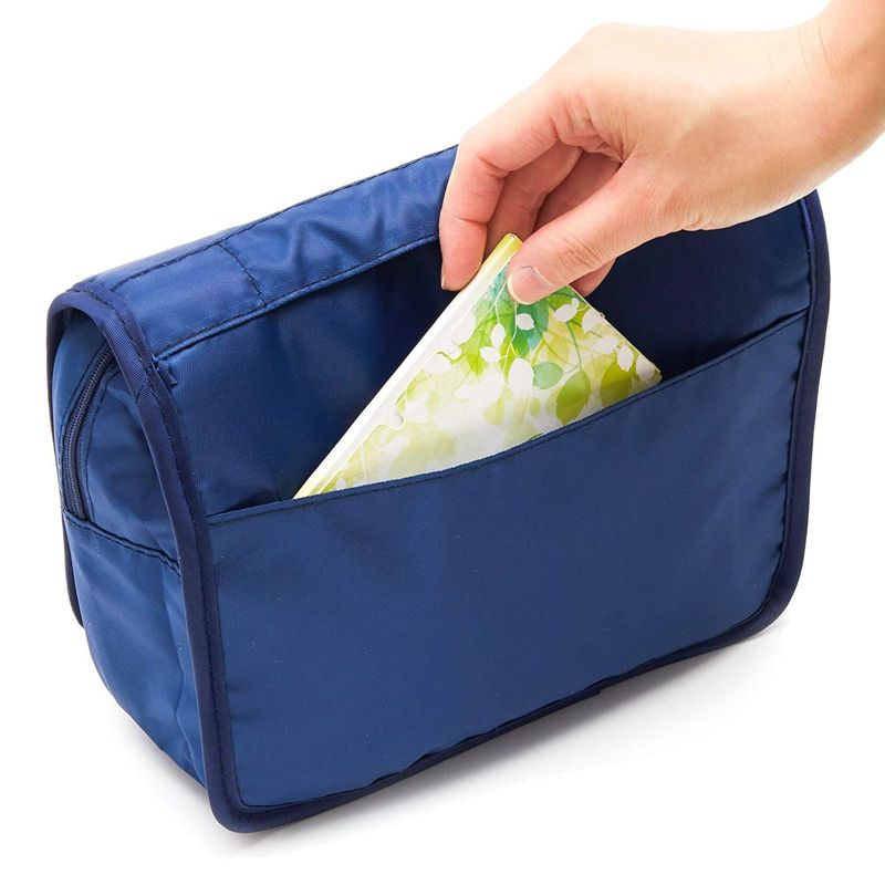 Hanging Travel Toiletry Bag for Men Women, Portable Storage Organizer with Hook for Cosmetic Makeup, Bathroom Shower Shampoo, Blue