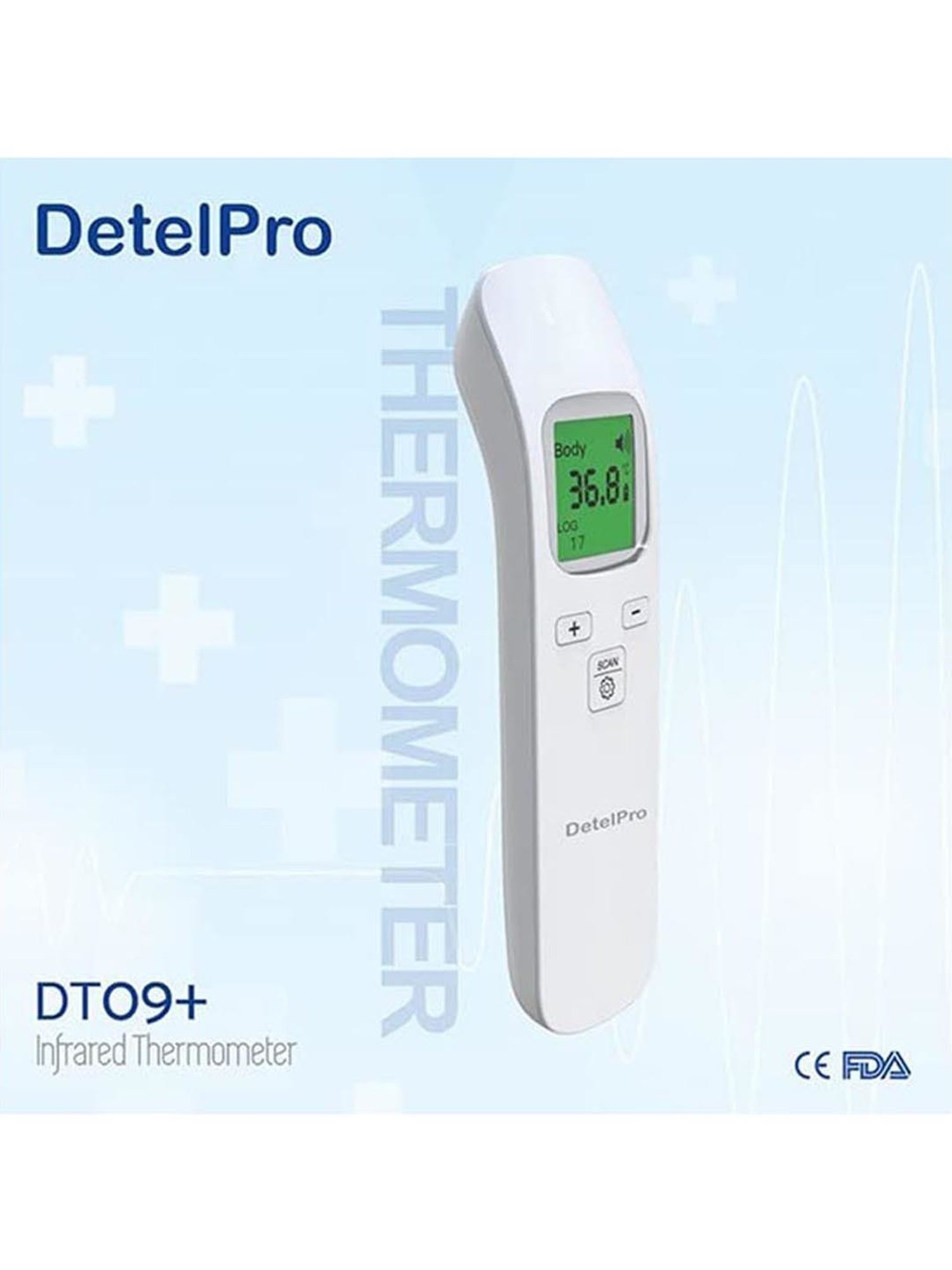 DETELPRO DT09+ Digital Non Contact Infrared Forehead Thermal Scanner (White)