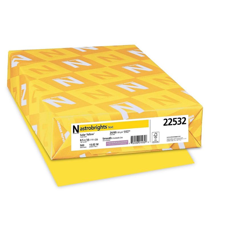 Astrobrights Multipurpose Paper 24 lbs 8.5" x 14" Solar Yellow 495467