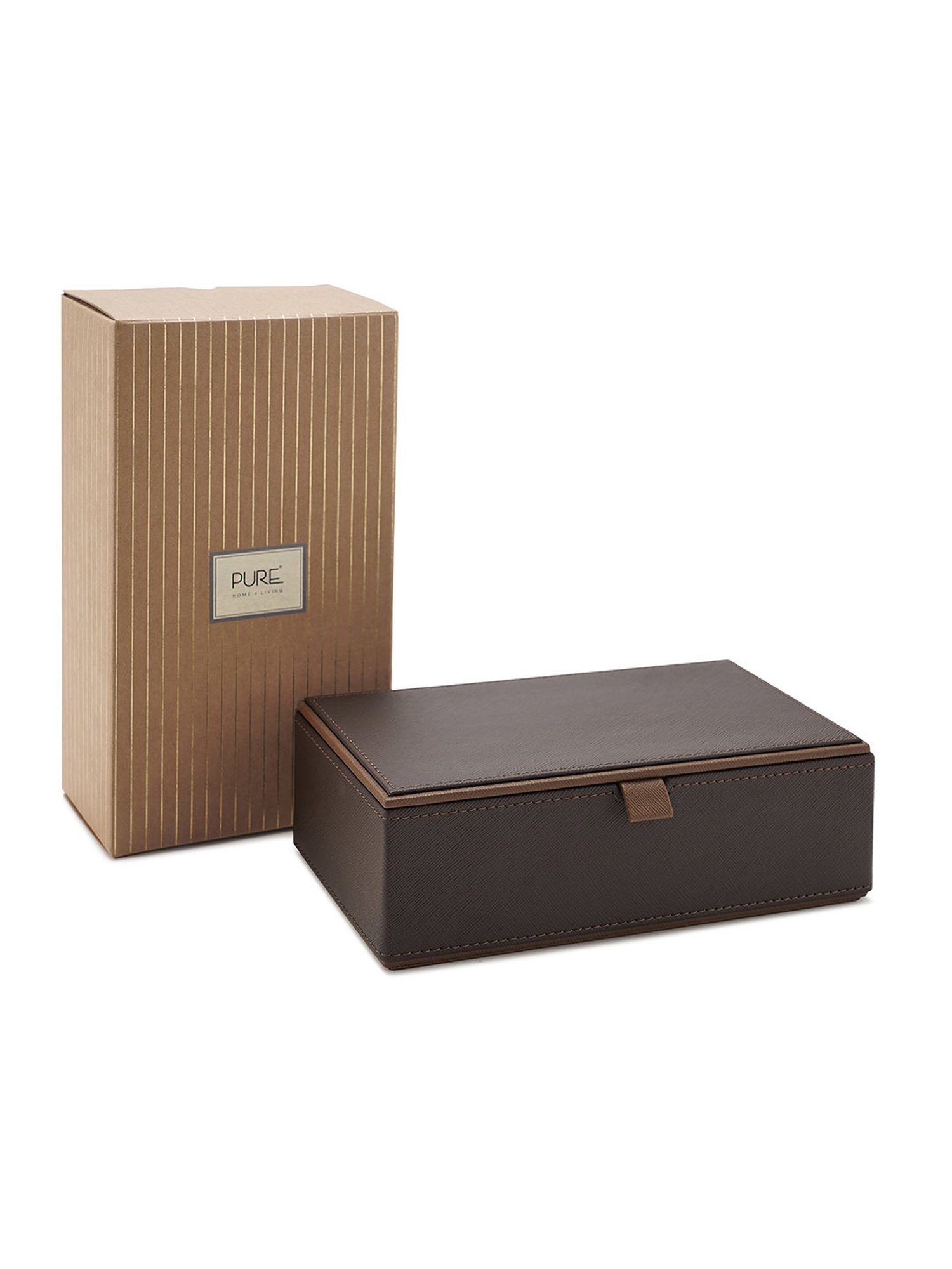 Pure Home and Living Brown Leather Solid Storage Boxes