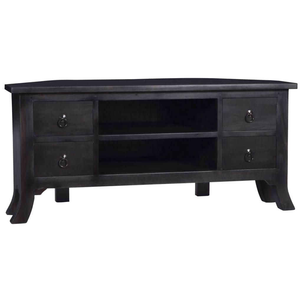 vidaXL Solid Mahogany Wood TV Cabinet Light Black Coffee Stand Unit Hifi Side