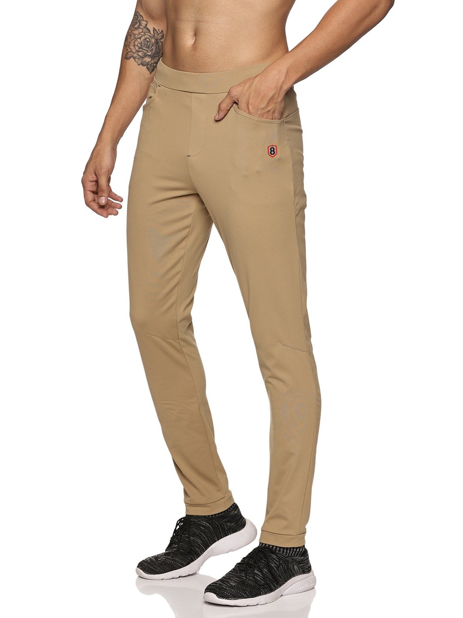 DOMIN8 Men Slim Fit With Zipper Closure Pocket Workleisure Pants(Beige)