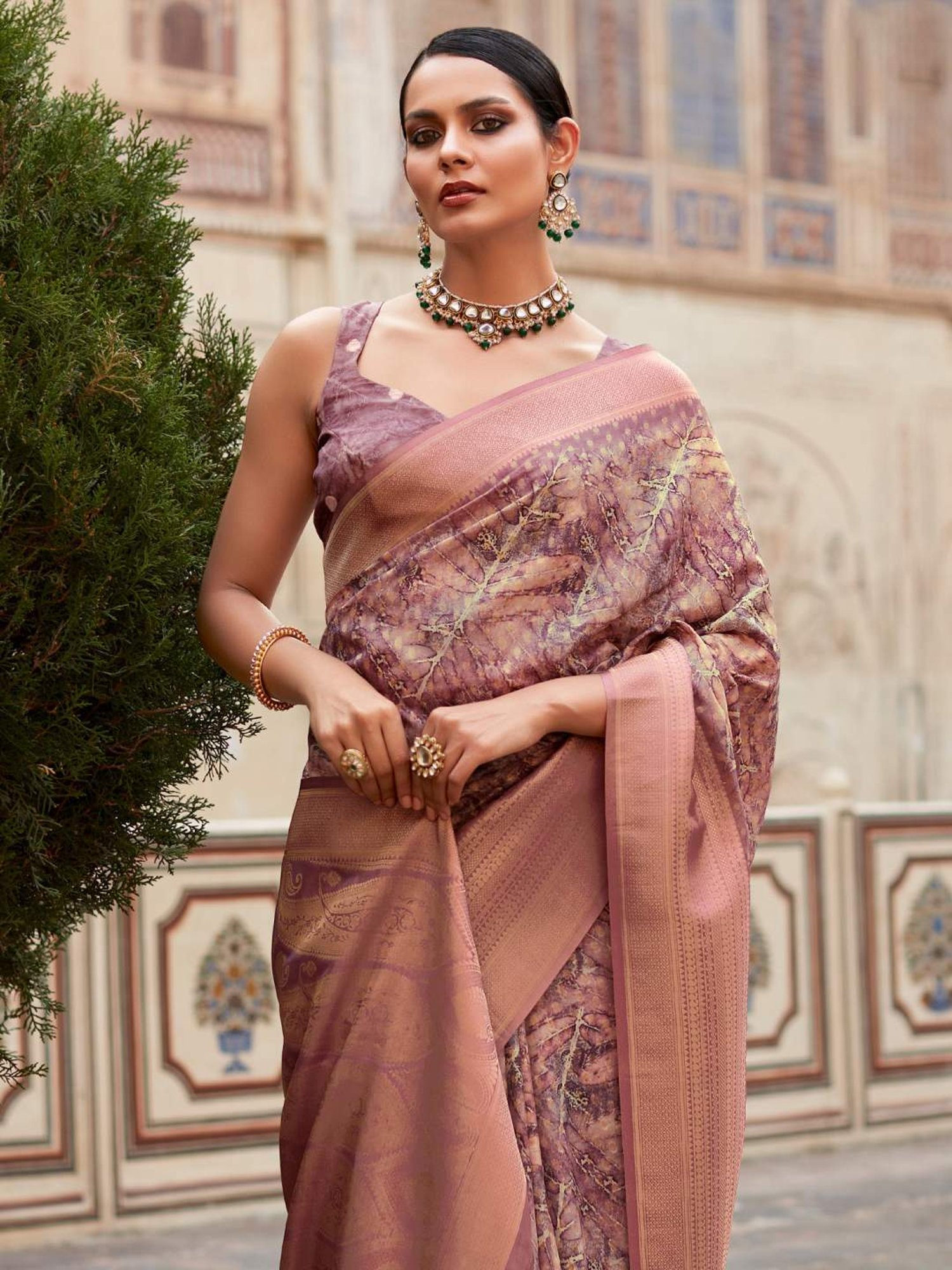 Saree Mall Purple Woven Saree With Unstitched Blouse
