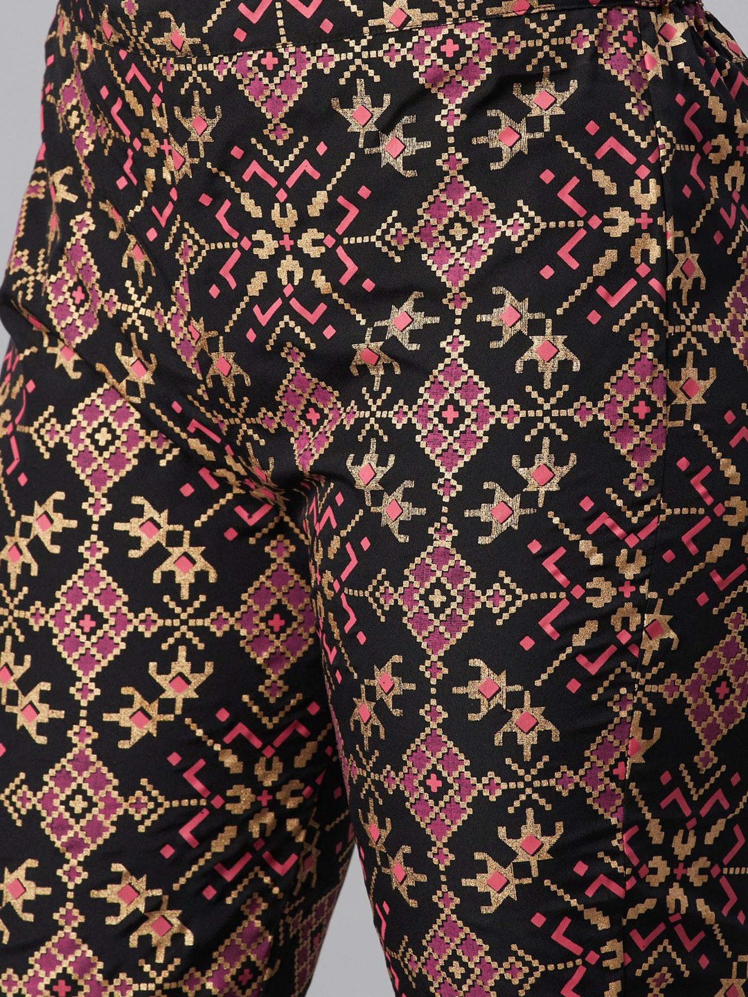 Ziyaa Black Printed Kurta Pant Set With Dupatta