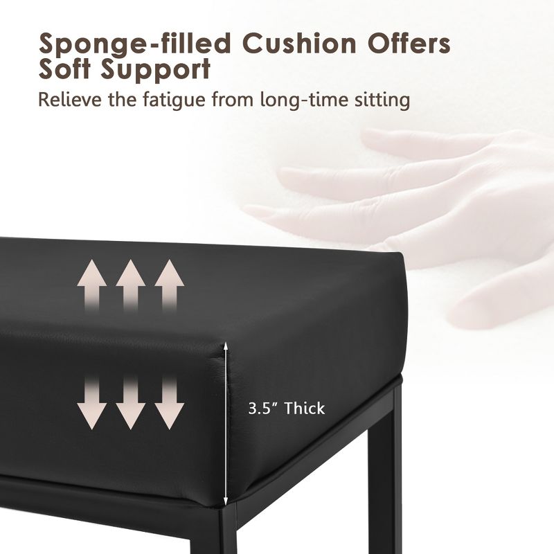 Costway 3pcs Dining Set Metal Frame Kitchen Table and 2 Stools Home Breakfast