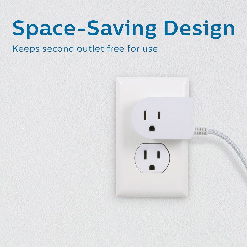 Cordinate 6' Grounded Power Switch Tether on/off Braided Cord White