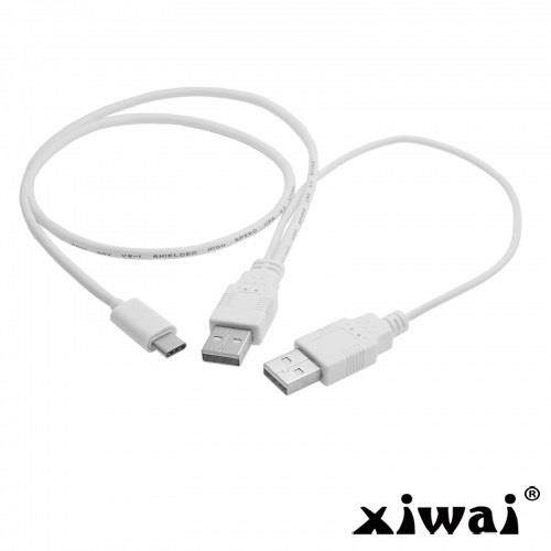 Xiwai USB Type C USB-C to Dual A Male Extra Power Data Y Cable for Cell Phone & Hard Disk