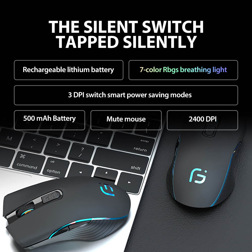 2.4G/Bluetooth Wireless Mouse,SILENT MICE, Rechargeable Full Size Wireless Optical Full Size Mice Ergonomic design mouse with Nano USB Receiver, 3 Adjustable DPI Levels, 6 Buttons