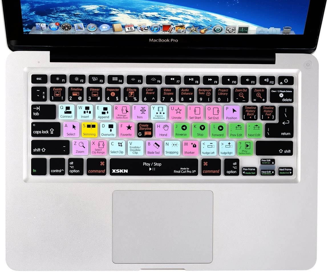 Final Cut Pro X Keyboard Cover Silicone Skin Protector for Macbook Pro 13 15 17 Inch (US / European ISO Keyboard)