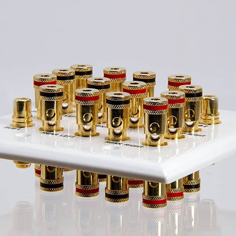 7.2 Surround Sound System Speaker Wall Plate, Home Theater Wall Plate for Speakers, White Decora Style - 2-Gang