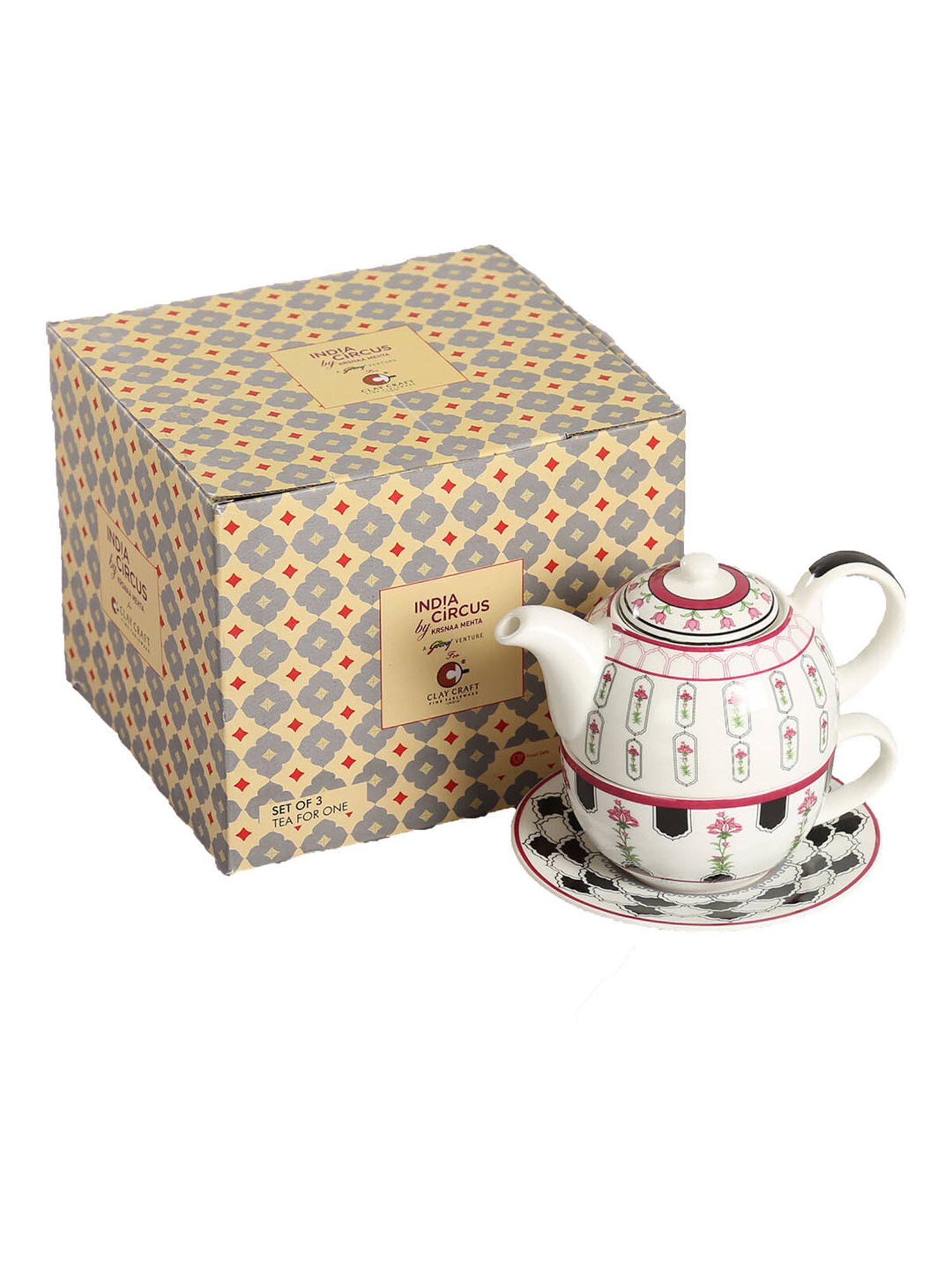 India Circus Multicolor Ceramic Kettle Set - Set of 3