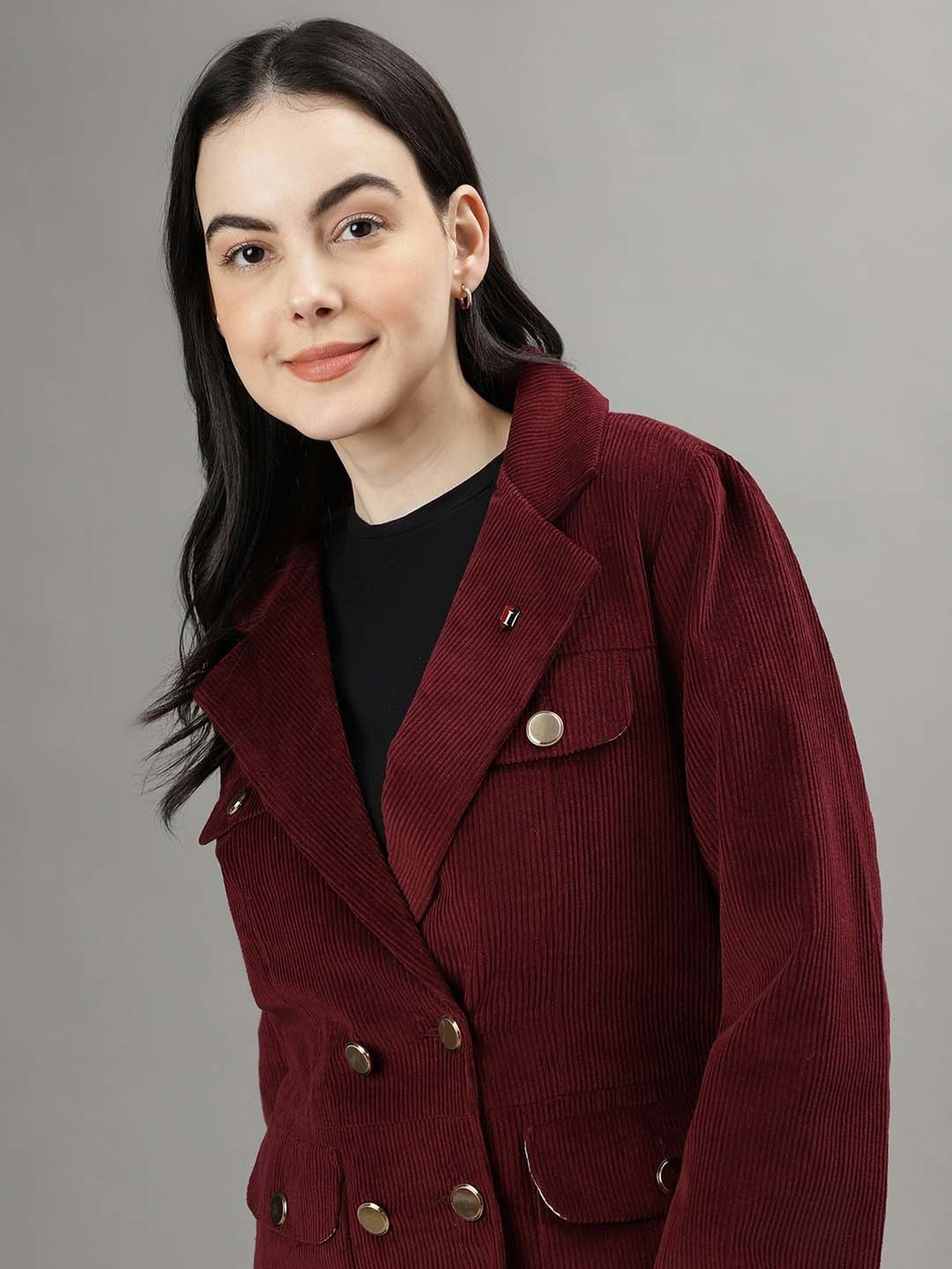 Iconic Women Textured Regular Fit Cotton Blazers
