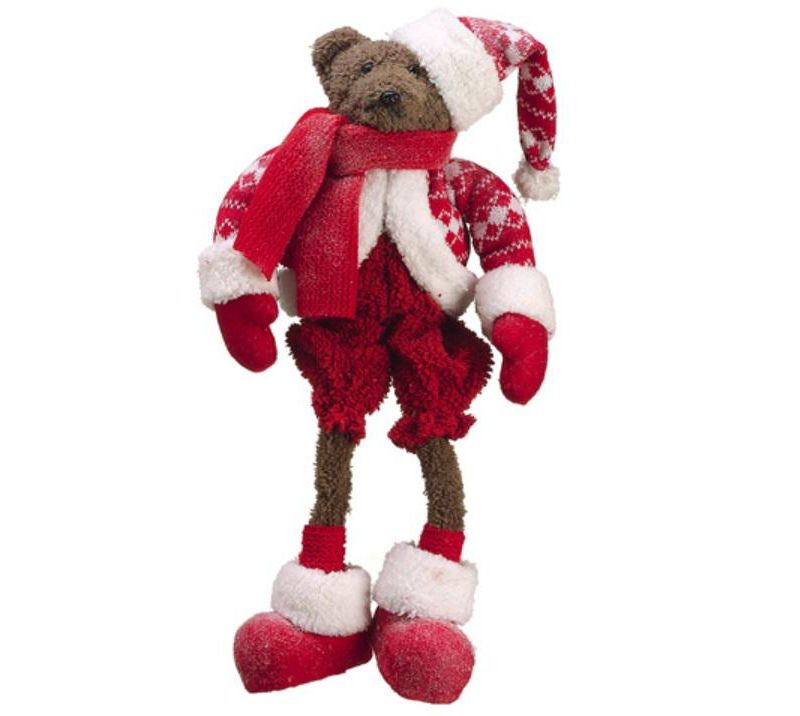 Allstate Floral 17" Brown Bear with Knit Suit Christmas Tabletop Figurine