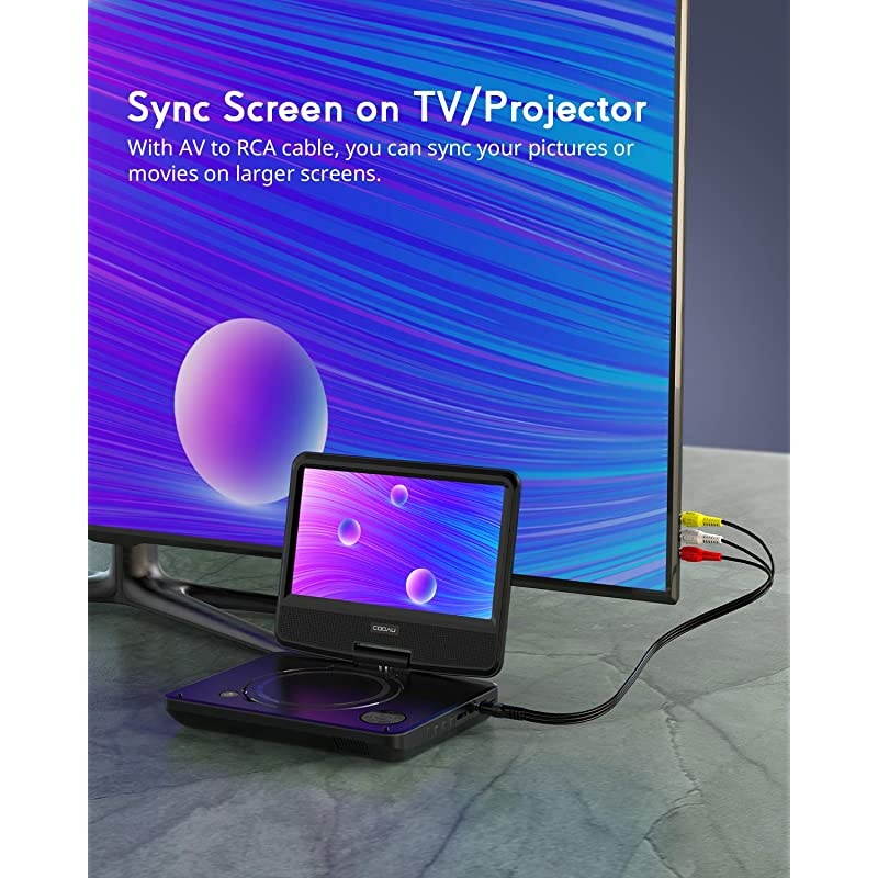 11 Portable DVD Player Support Power Bank Charging Last Memory Function Region Free SDUSBAVOut Port with HD Swivel Screen Black