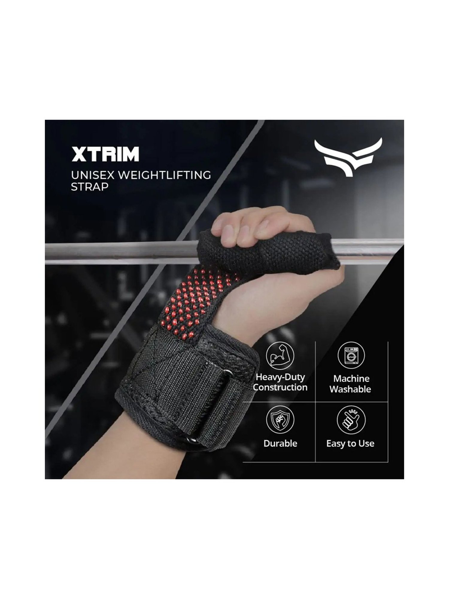 Xtrim Silicon Coated Set of 2 Weight Lifting Grip (Red)