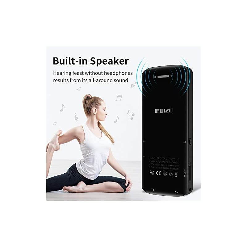 Player 16GB Player with Bluetooth 50 Builtin Speaker Portable HiFi Lossless Sound Music Player with FM Radio Voice Recorder Touch Button with Screen Support up to 128GBBlack