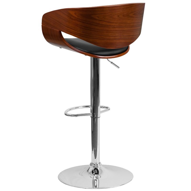 Flash Furniture Walnut Bentwood Adjustable Height Barstool with Black Vinyl Seat
