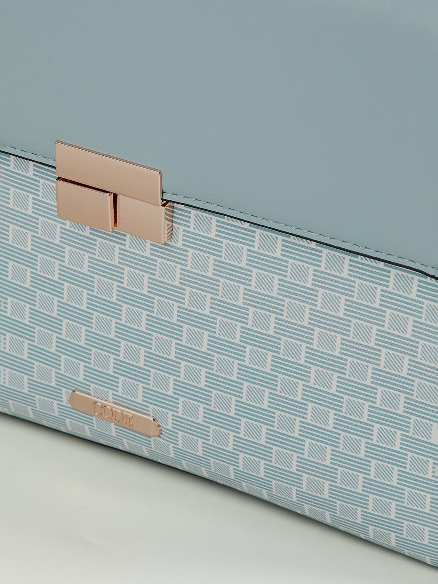 Code by Lifestyle Blue Geometric Satchel Handbag