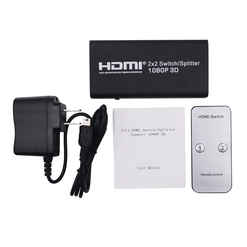AYS-22V13 HDMI 2X2 Switch Splitter Support 1080P 3D 2 input 2 Output HDMI Switcher Converter for Xbox 360 PS3 PS4 Laptop DVD TV