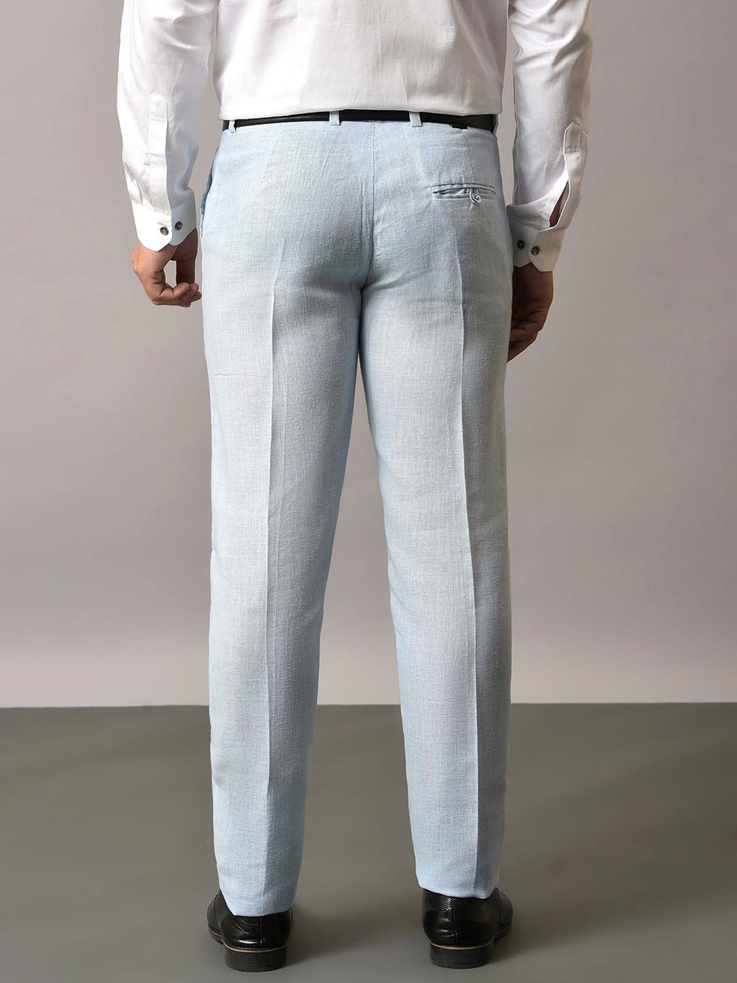 Hangup Sky Blue Regular Fit Flat Front Trousers