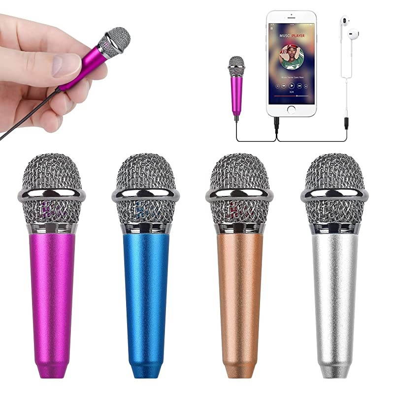 Mini Portable Vocal/Instrument Microphone For Mobile phone laptop Notebook Apple iPhone Sumsung Android With Holder Clip - Rose Red