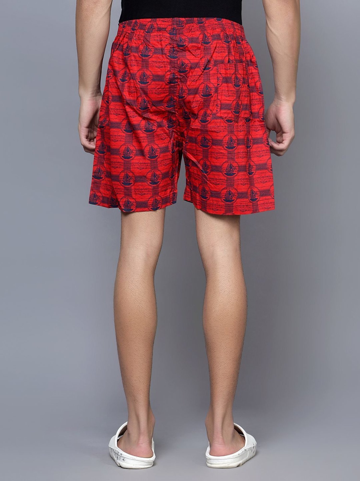 Cantabil Maroon Cotton Regular Fit Printed Boxers
