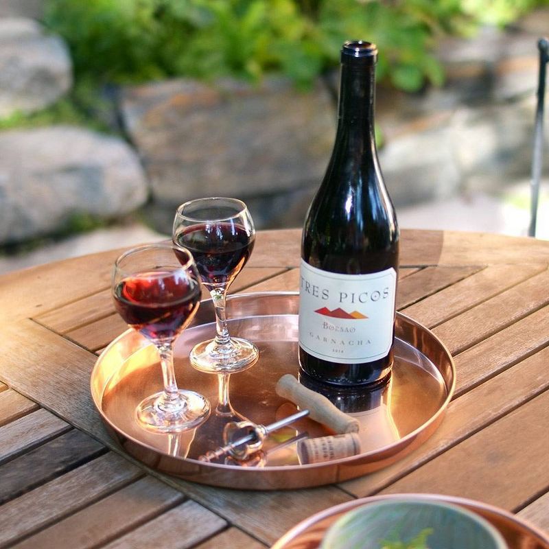 12.5" Decorative Round Stainless Steel Tray Copper Plated Finish - ACHLA Designs