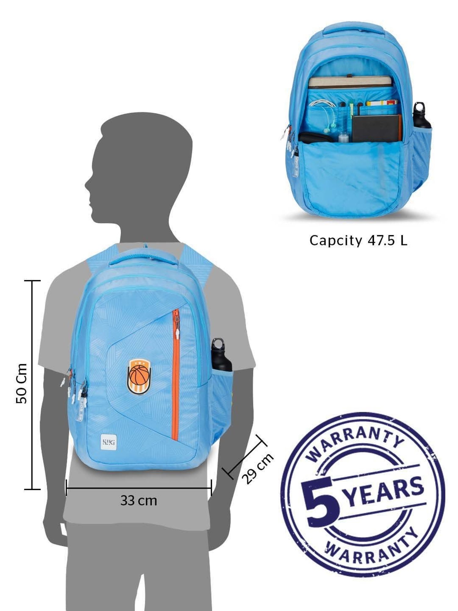 Wiki 47.5 Ltrs Blue Medium Laptop Backpack