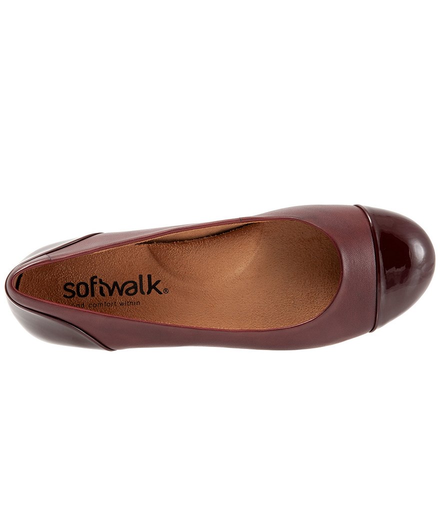 SoftWalk Sonoma Leather Cap Toe Ballerina Slip On Flats