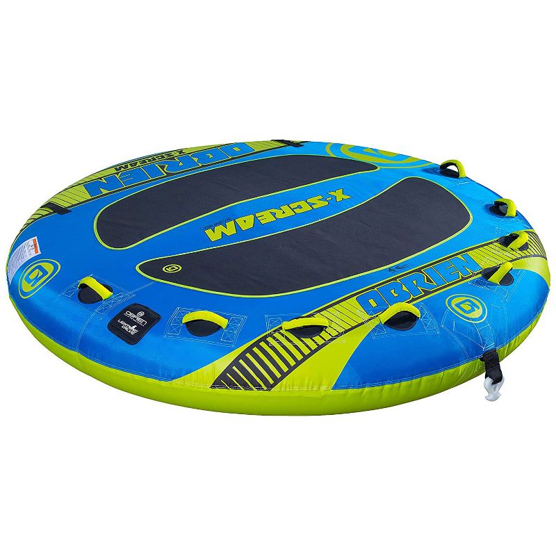 O'Brien 2211507 X-Scream Deck Series Inflatable 4 Person 96-Inch Water Sports Towable Tube for Boating with Quick Connect Tow Hook