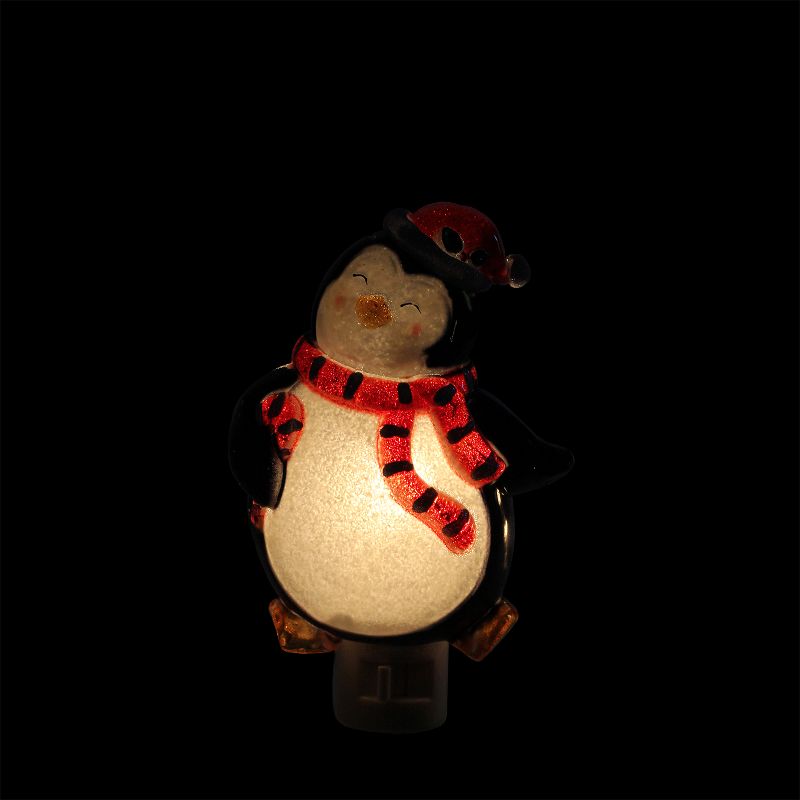 Northlight 6" Beaded Penguin with Santa Hat Decorative Christmas Night Light - Black/White